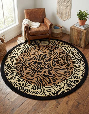 Light Brown Safari Round Rug
