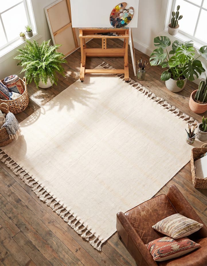 7' 1 x 7' 1 Hand Woven Chindi Cotton Square Rug