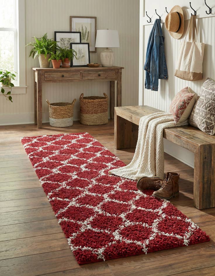 Detail image of 2' x 8' Trellis Shag Runner Rug