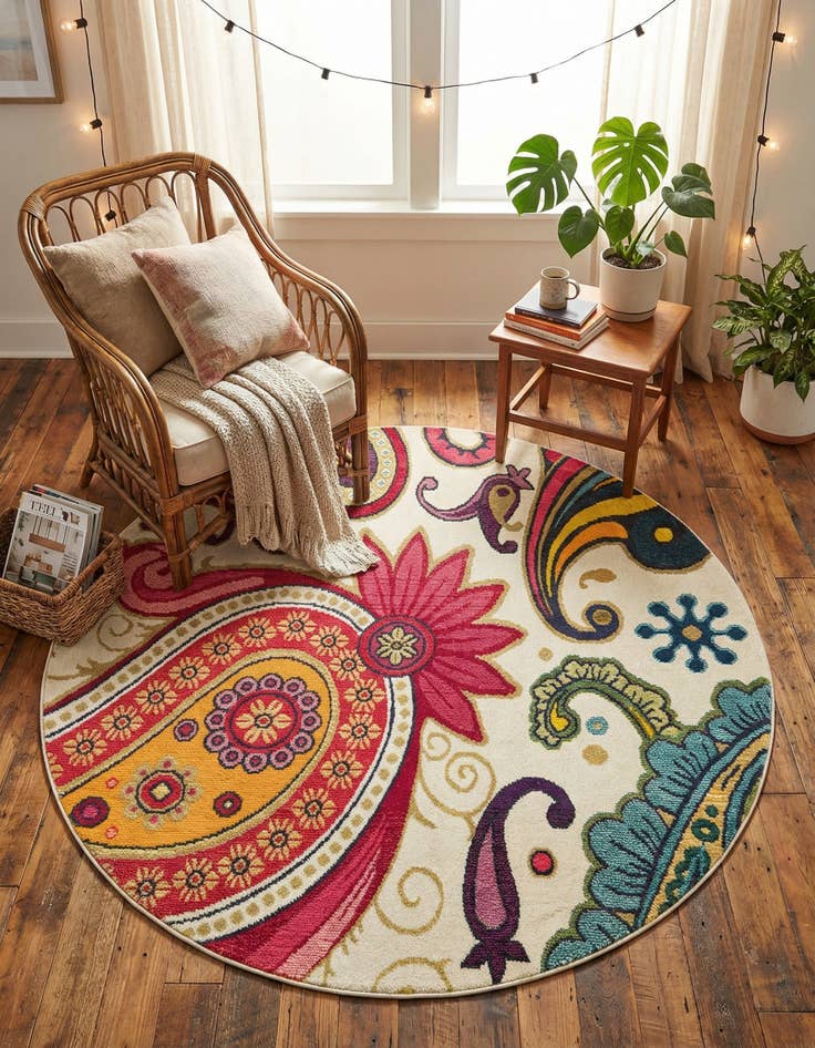 Detail image of 6' x 6' Washable Hyacinth Round Rug