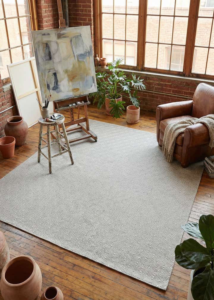 7' 10 x 7' 10 Hand Woven Geo Trellis Flatweave Square Rug