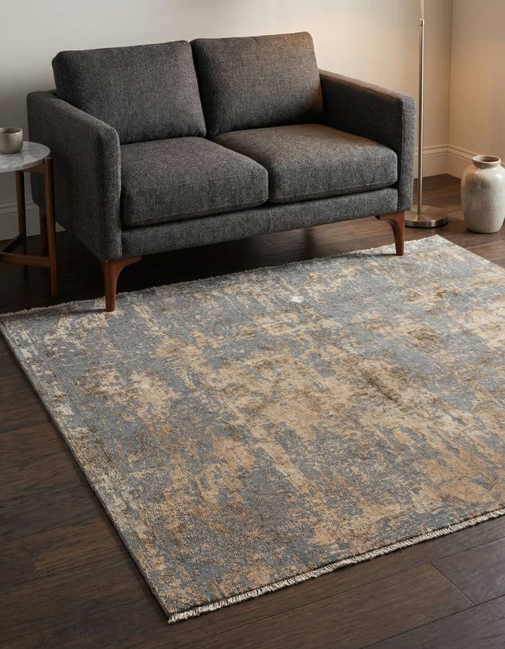 Detail image of 4' 10 x 5' 8 Hand Knotted Ultra Vintage Persian Wool Square Rug