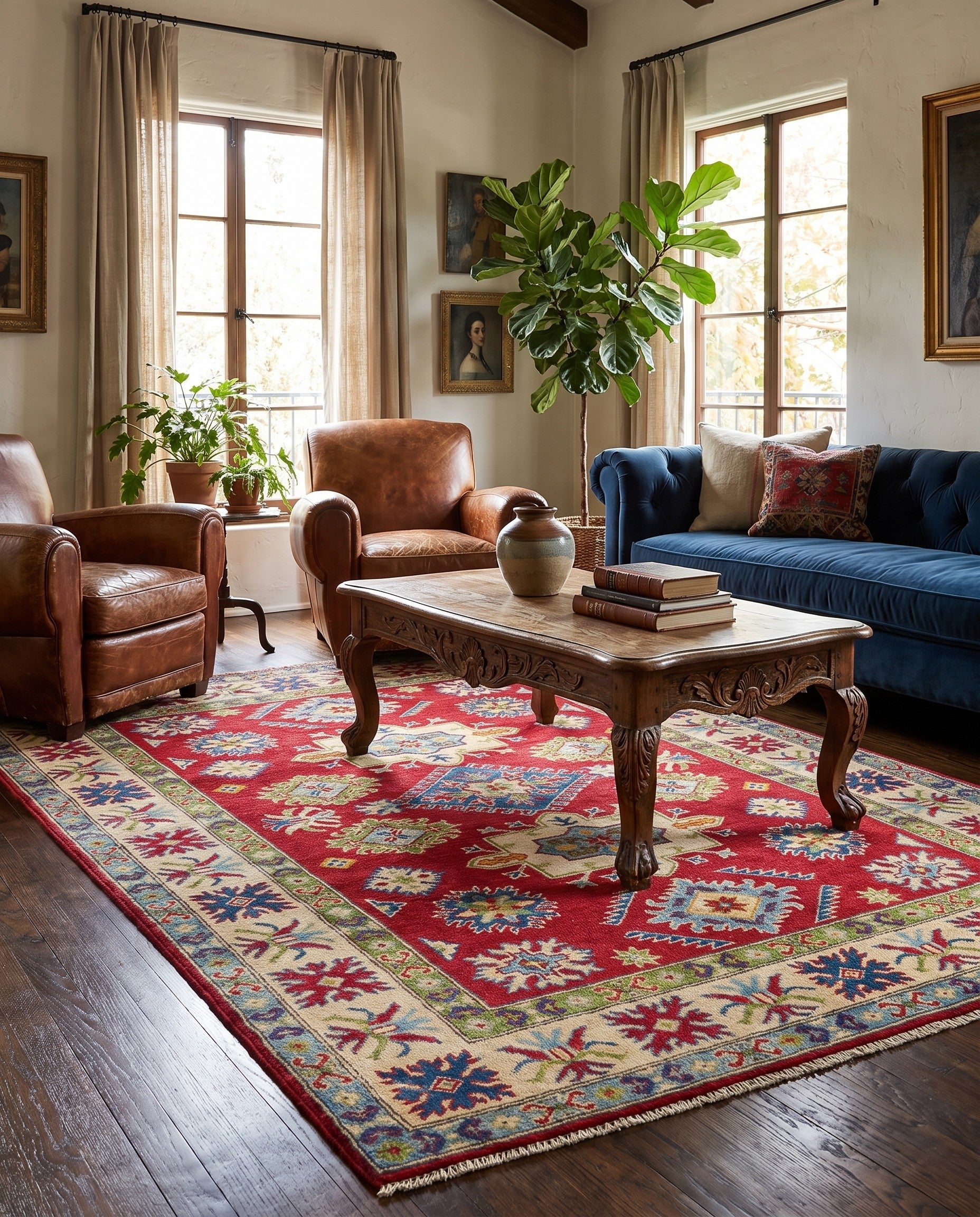 155cm x 205cm Hand Knotted Kazak Rug