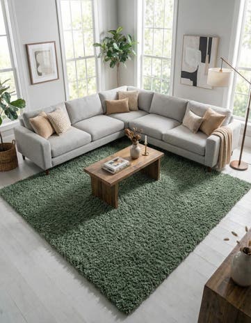 Sage Zermatt Shag Square Rug