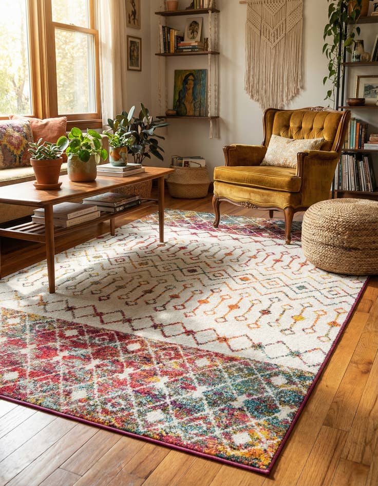 Detail image of  5' 3 x 8' Moroccan Trellis Rug