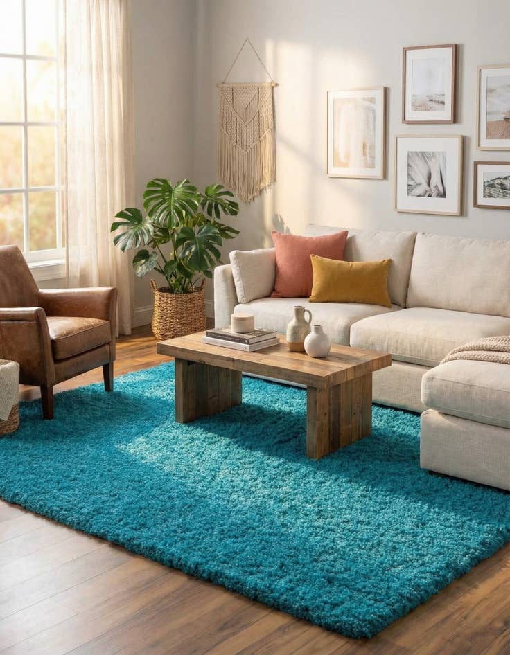 Detail image of  6' x 9' Solid Shag Rug