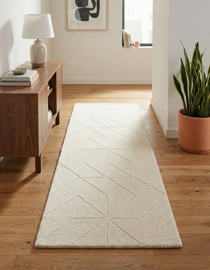 Detail image of 2' x 6' 1 WoolCraft Geometric Runner Rug