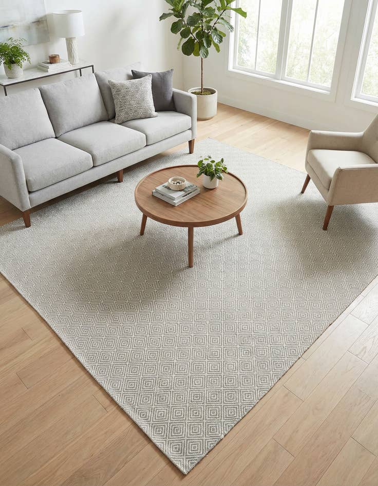 Detail image of 7' 10 x 7' 10  Hand Woven Geo Trellis Flatweave Square Rug