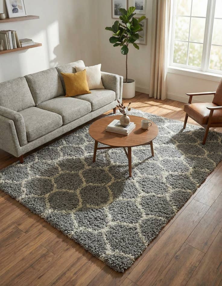 Detail image of 5' 3 x 8' Trellis Shag Rug