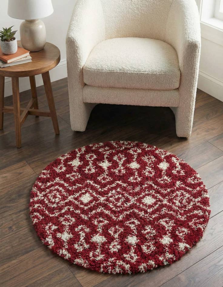 Detail image of 3' x 3' Moroccan Trellis Shag Round Rug