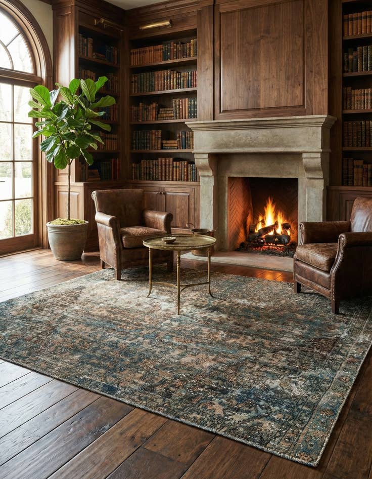 Detail image of 6' 5 x 7' 10 Hand Knotted Ultra Vintage Persian Wool Square Rug