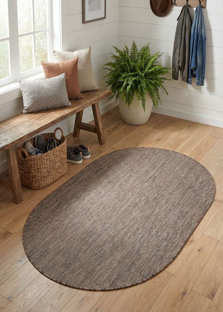 3' 1 x 5' 3 Easy-Clean Solid Indoor / Outdoor Oval Rug