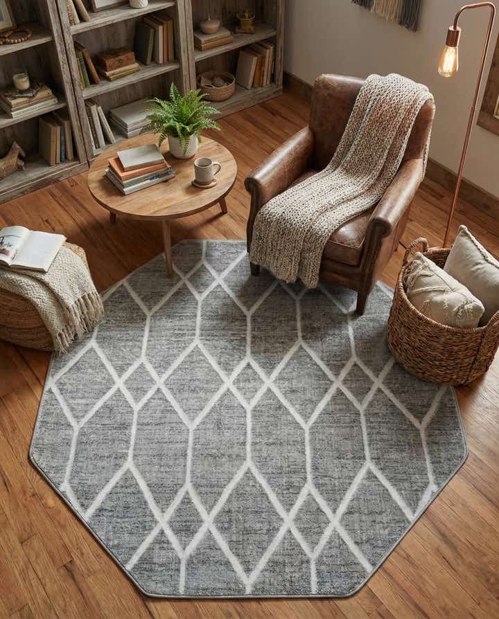 5' 3 x 5' 3 Lattice Trellis Octagon Rug