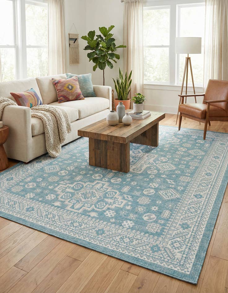 Detail image of 9' x 12' Washable Aztec Indoor / Outdoor Rug