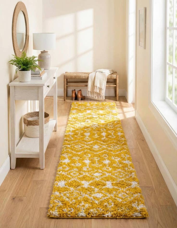 Detail image of 2' x 7' Moroccan Trellis Shag Runner Rug