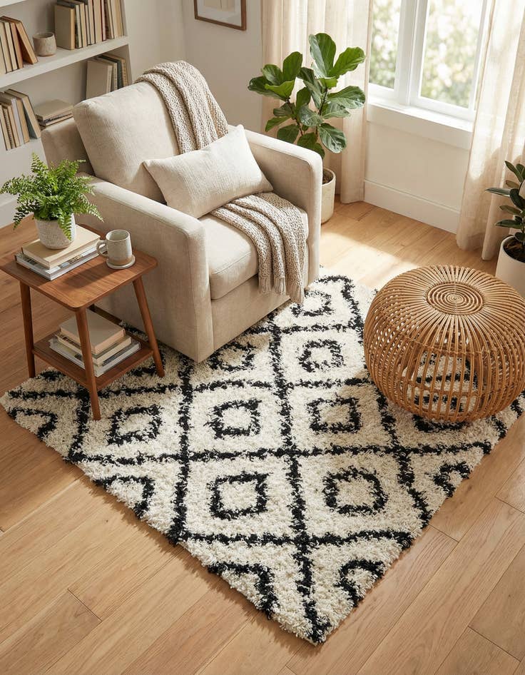 Detail image of 4' x 4' Trellis Shag Square Rug