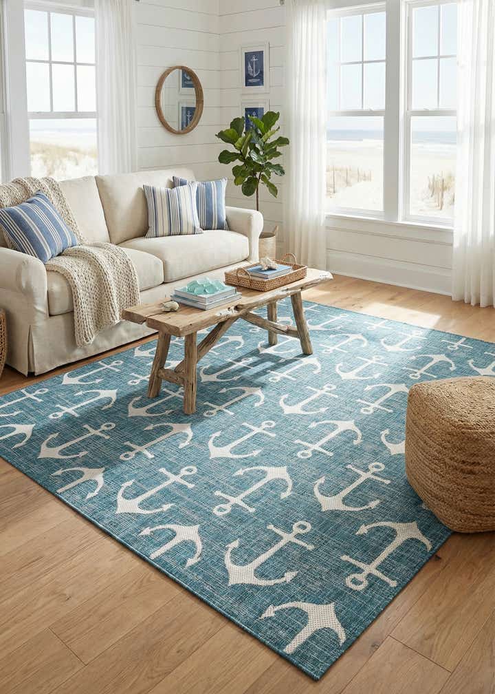 10' x 10' Easy-Clean Coastal Indoor / Outdoor Square Rug