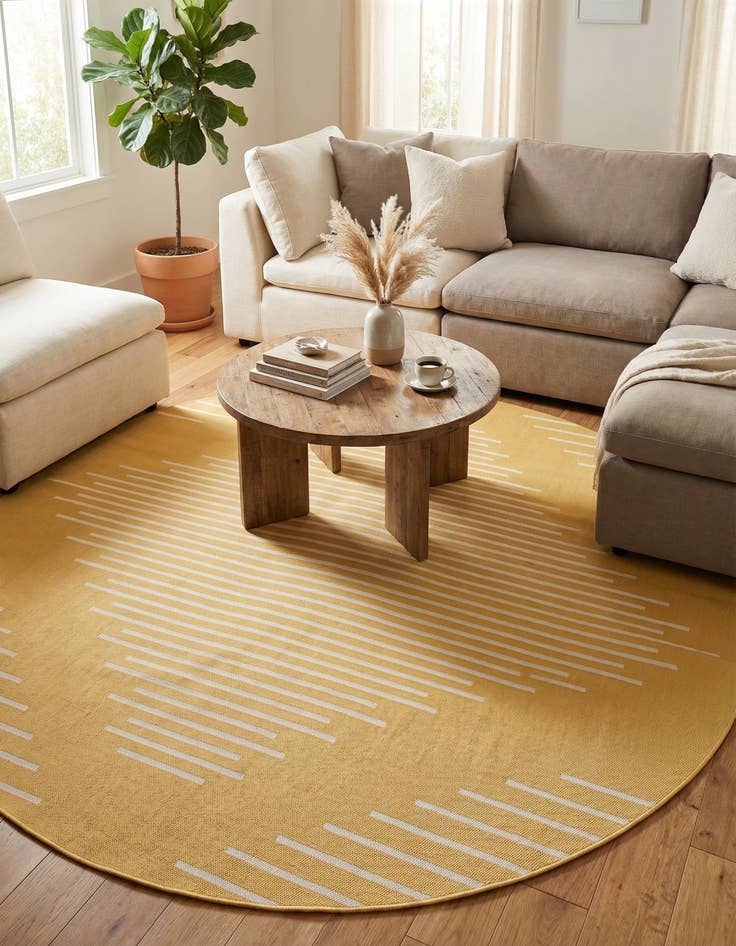 Detail image of 10' 8 x 10' 8  Washable Modern Indoor / Outdoor Round Rug