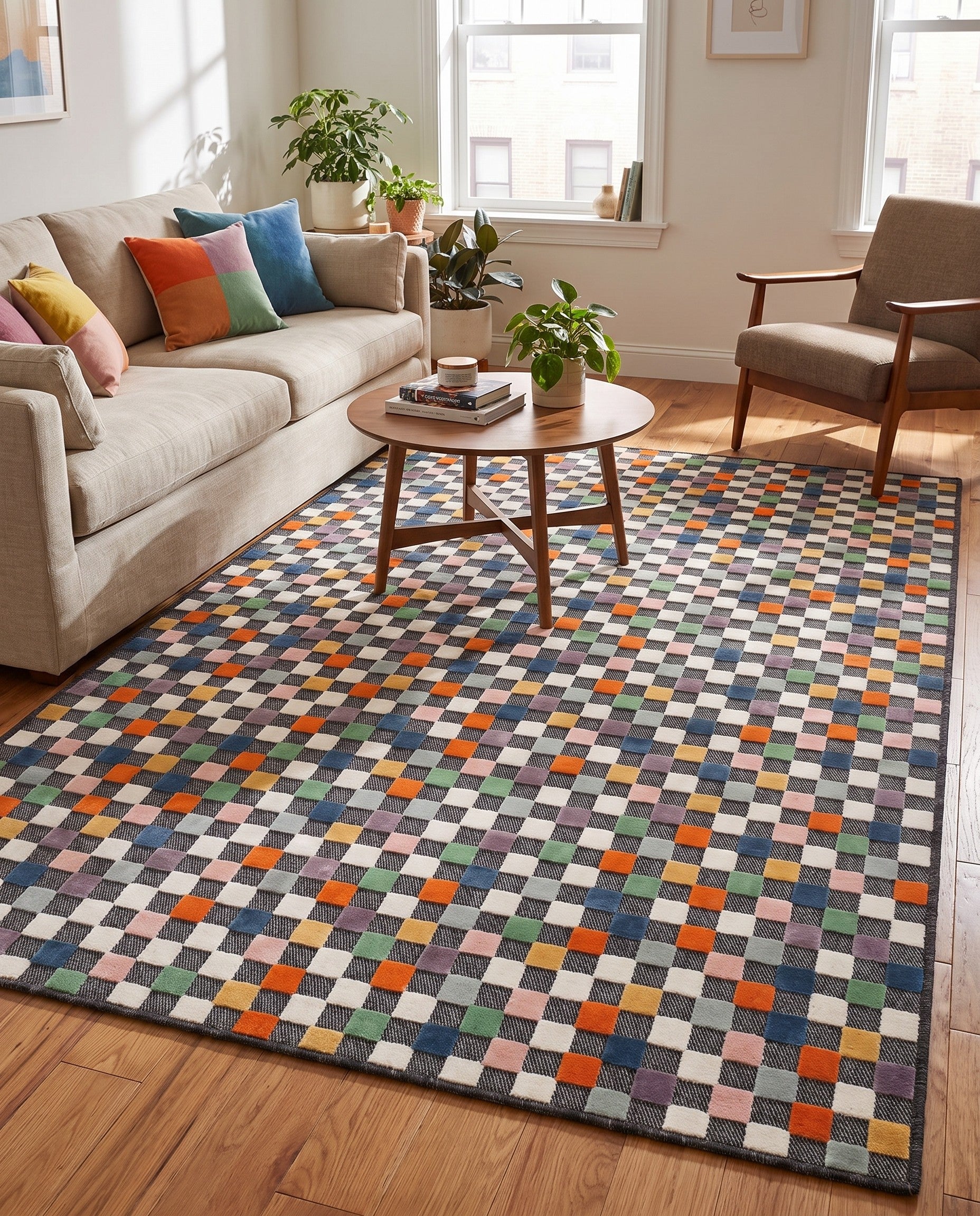 160cm x 245cm Leicht zu reinigen Checkered Innen- / Außenbereich Teppich