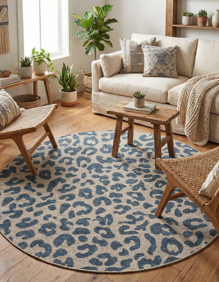 Detail image of 5' 3 x 5' 3 Easy-Clean Safari Indoor / Outdoor Round Rug