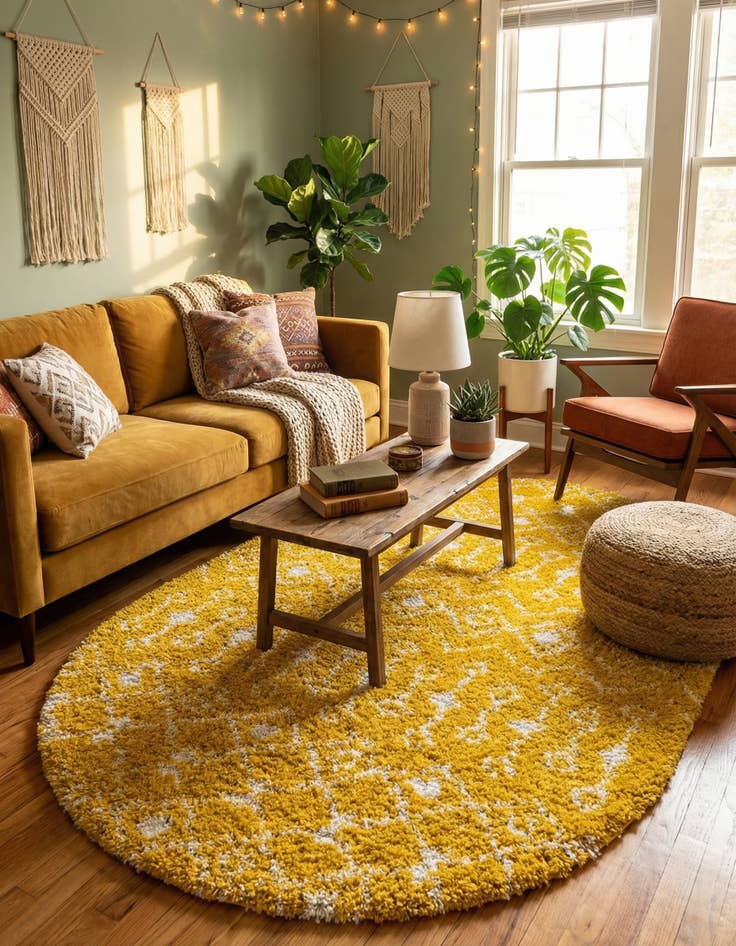 Detail image of 5' 3 x 8' Moroccan Trellis Shag Oval Rug