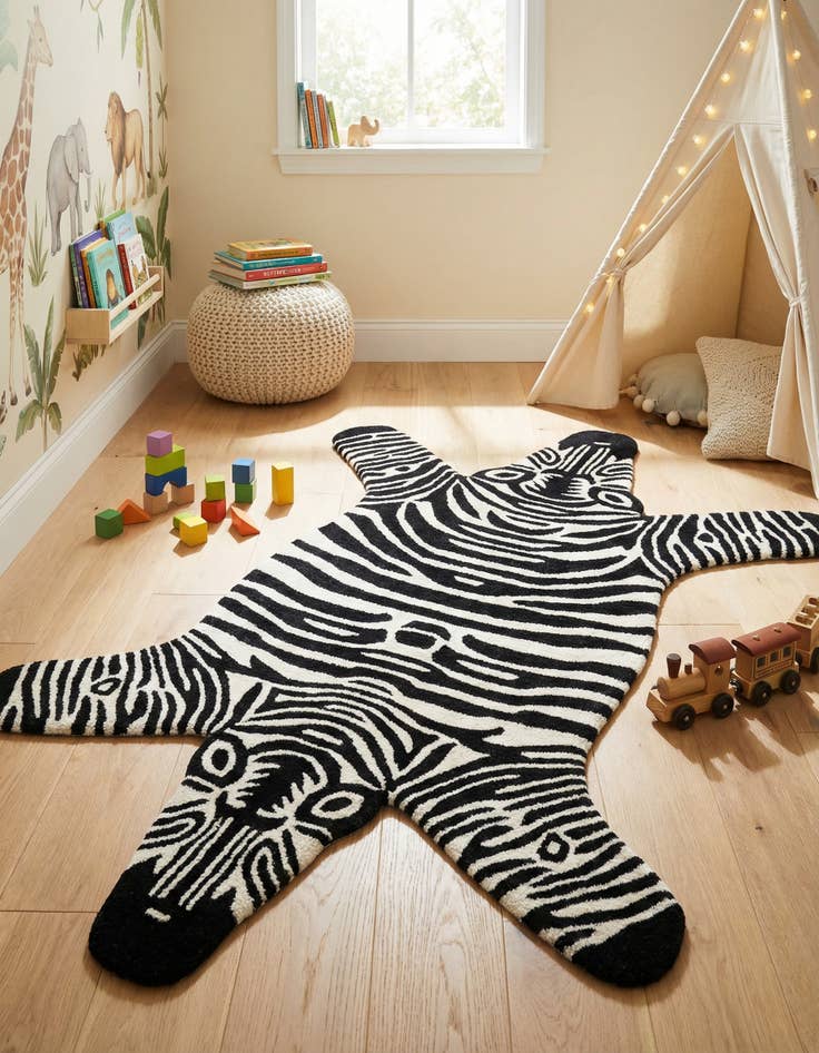 Detail image of 4' 1 x 6' 1 Playtime Kids Wool Freeform Rug