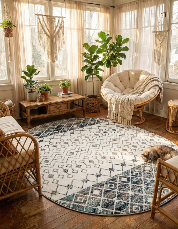 Detail image of 7' 10 x 10' Moroccan Trellis Oval Rug