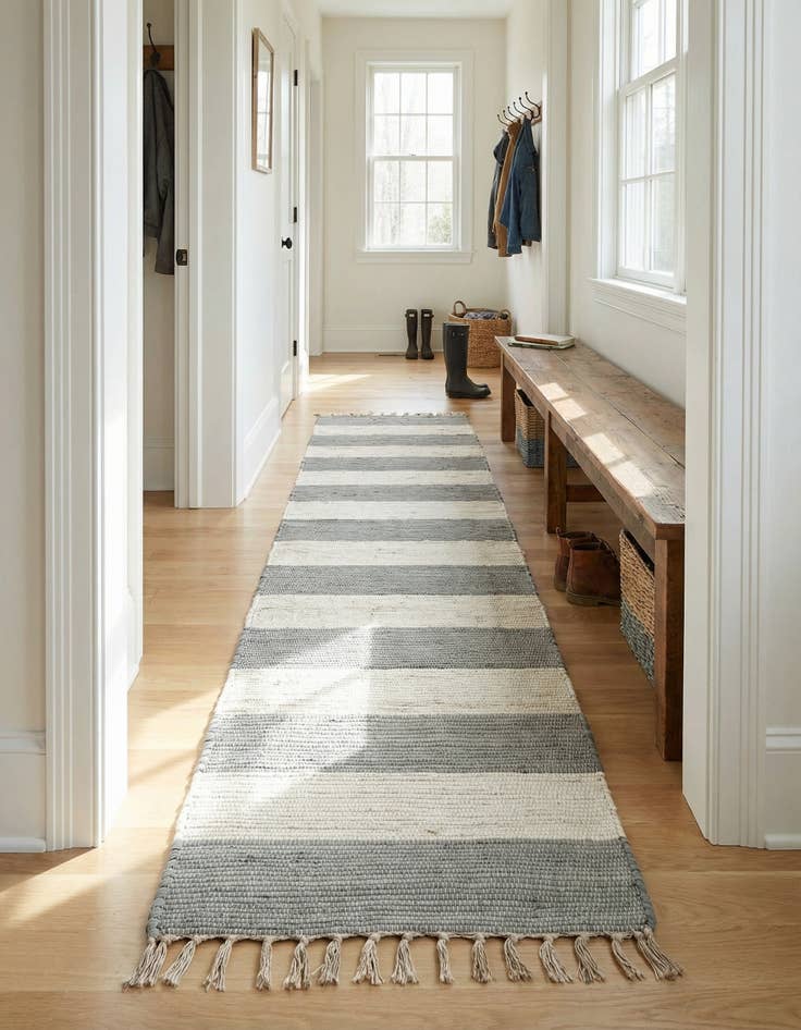 Detail image of 2' 2 x 10'  Hand Woven Chindi Rag Runner Rug