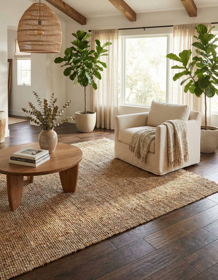 Detail image of 5' 1 x 8' Hand Woven Chunky Jute Rug