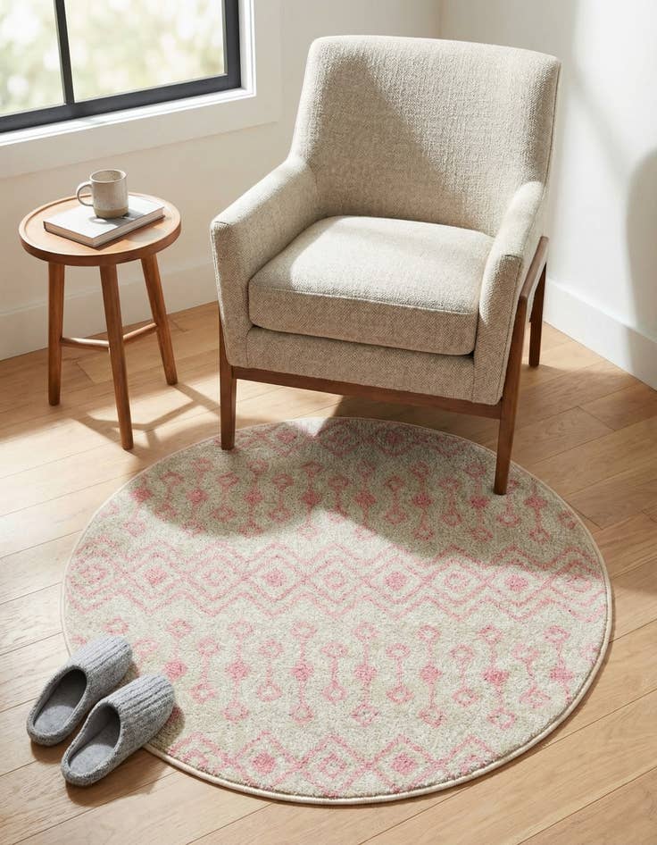 Detail image of 3' 3 x 3' 3 Moroccan Trellis Round Rug