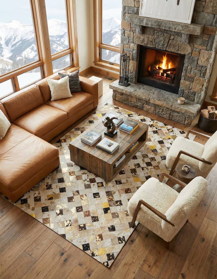 Detail image of 5' 1 x 7' 9 Cowhide - Patchwork Rug