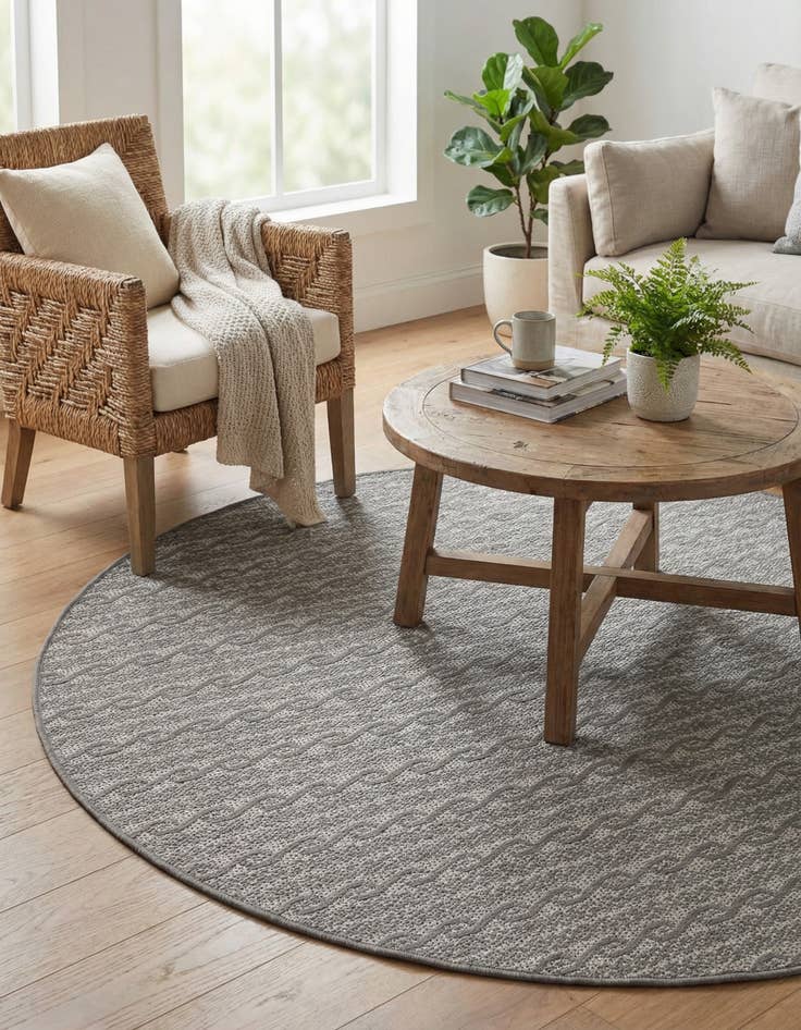 Detail image of 6' x 6' Washable Modern Indoor / Outdoor Round Rug