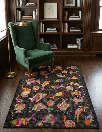 4' 2 x 5' 3 Hand Woven Kilim Suzani Wool Rug