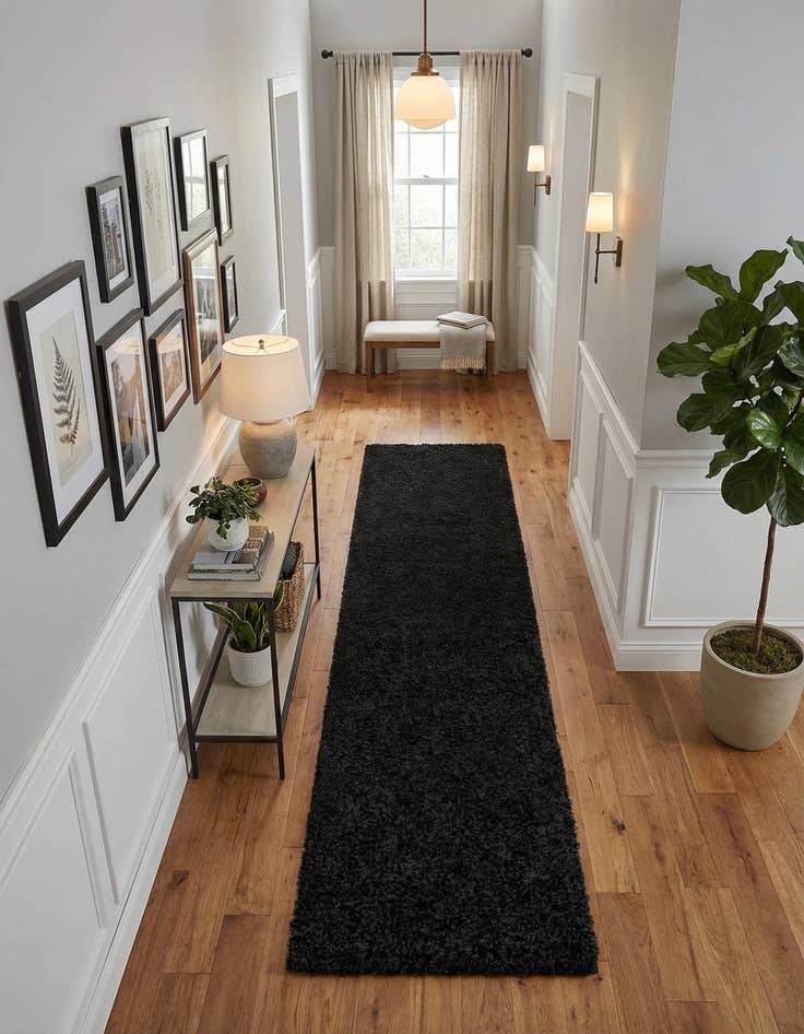 Detail image of 2' 7 x 10' Solid Shag Runner Rug