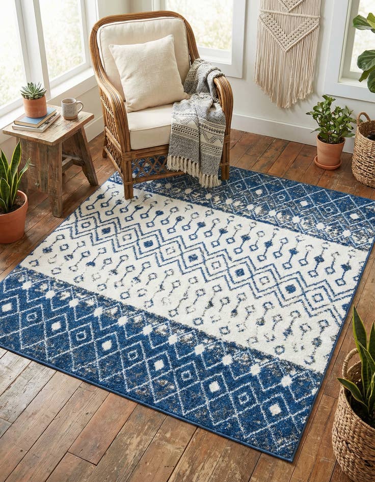 Detail image of 5' 3 x 5' 3 Moroccan Trellis Square Rug