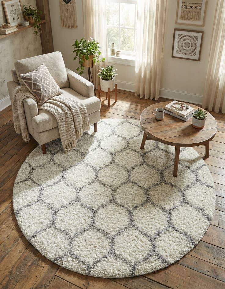 Detail image of 6' x 6' Trellis Shag Round Rug