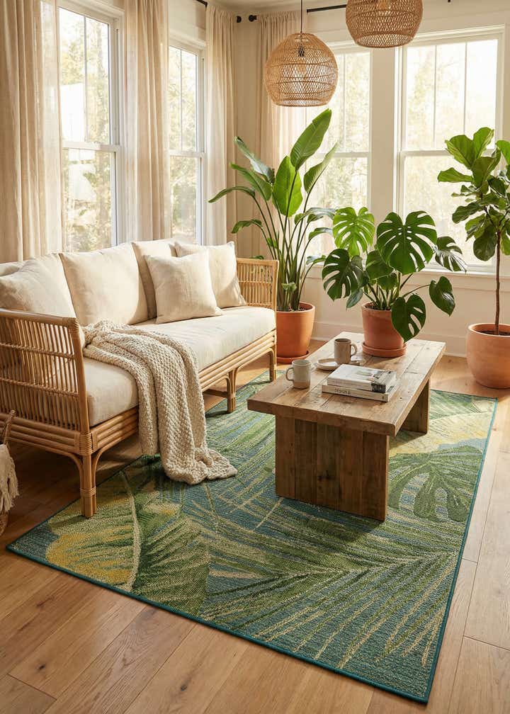 6' x 9' Easy-Clean Botanical Indoor / Outdoor Rug