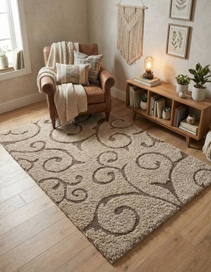 Detail image of 4' x 6' Floral Shag Rug