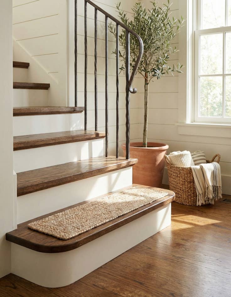 Detail image of 0' 9 x 2' 6 Handmade Braided Jute Stair Rug