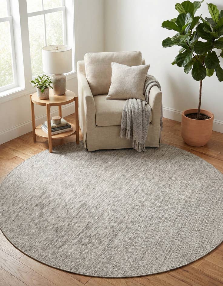 Detail image of  6' x 6'  Washable Solid Indoor / Outdoor Round Rug