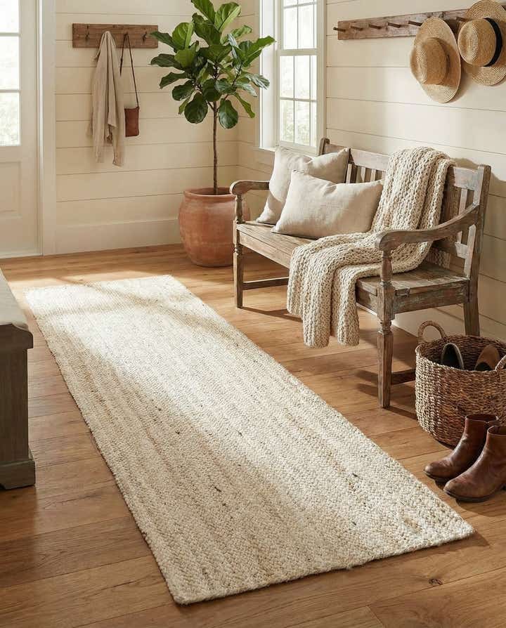 75cm x 185cm Handgefertigt Braided Jute Läufer Teppich