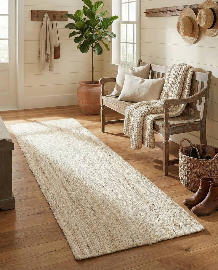 Detailansicht von 75cm x 185cm Handgefertigt Braided Jute Läufer Teppich