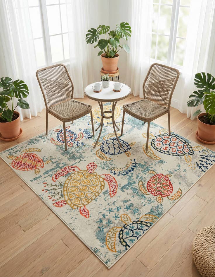 Detail image of 6' 1 x 6' 1  Washable Capri Square Rug