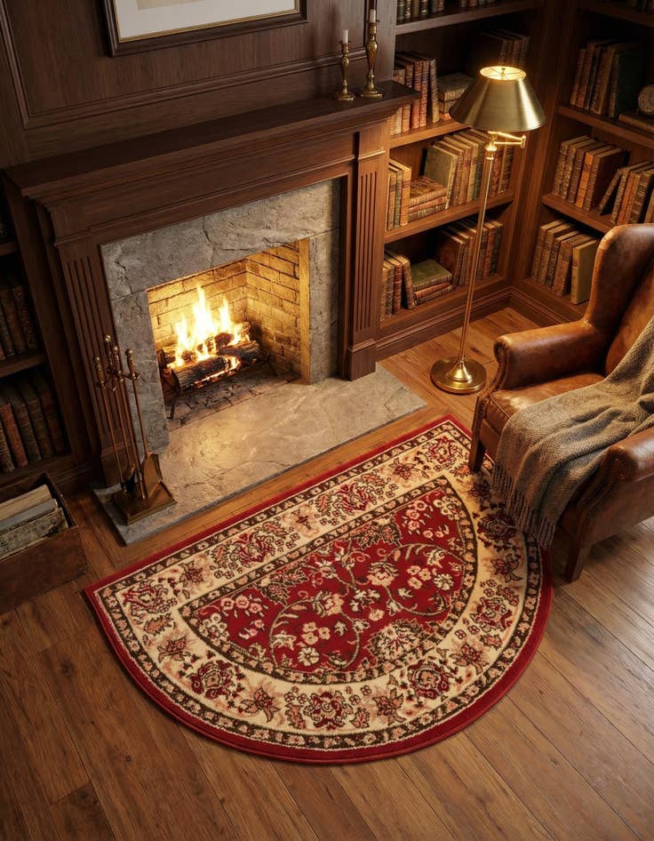 Detail image of 2' 7 x 4' Kashan Design Hearth Rug