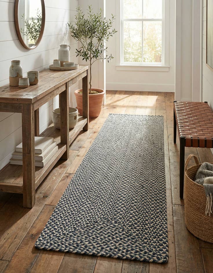 Detail image of 2' x 8' Handmade Tweed Braided Jute Runner Rug