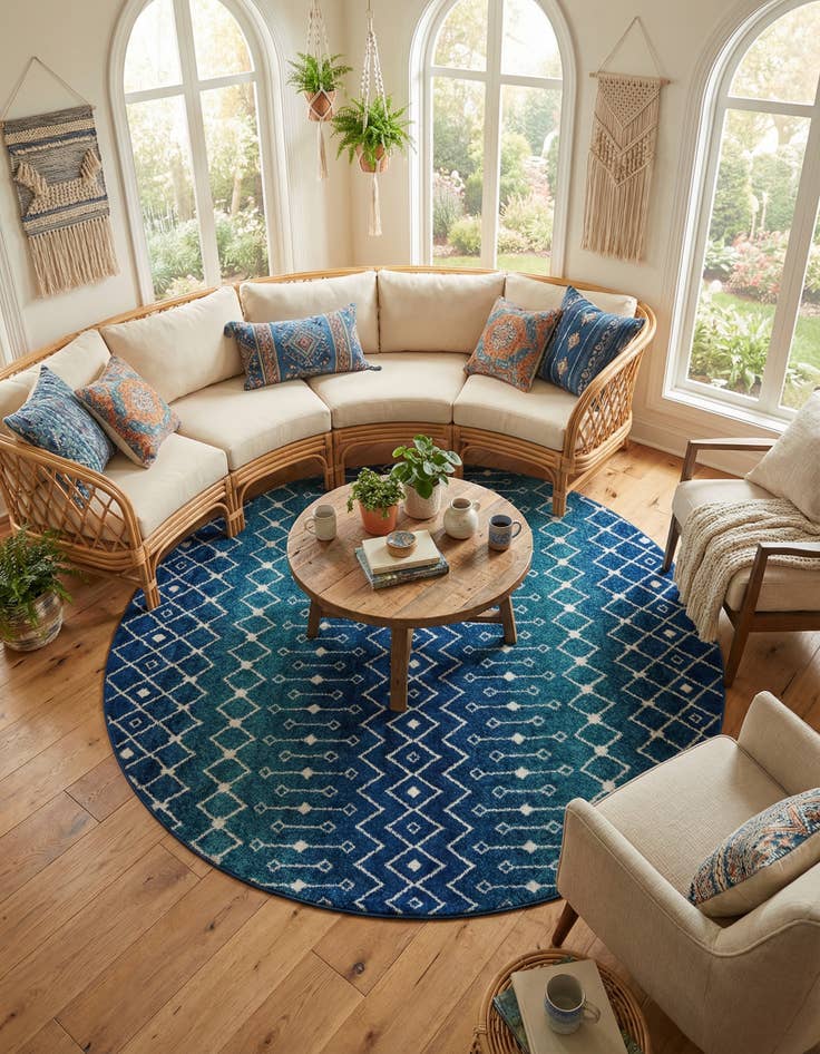 Detail image of 10' x 10' Moroccan Trellis Round Rug