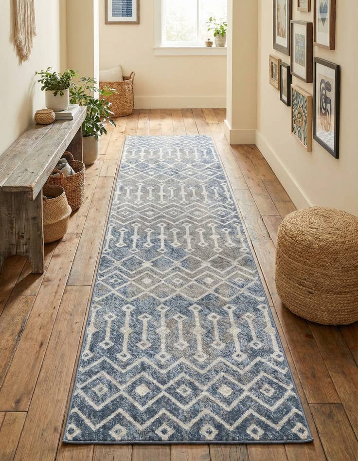 Detail image of 2' 7 x 14' Bohemian Trellis Runner Rug