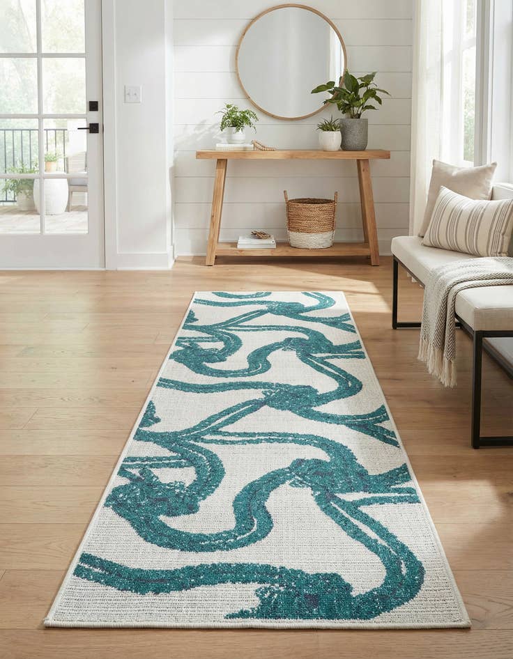 Detail image of 2' x 6' Washable Coastal Indoor / Outdoor Runner Rug