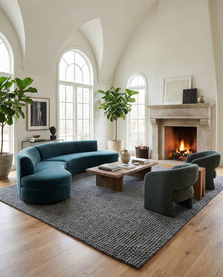 Detail image of 10' x 10' Felt Ball Wool Square Rug