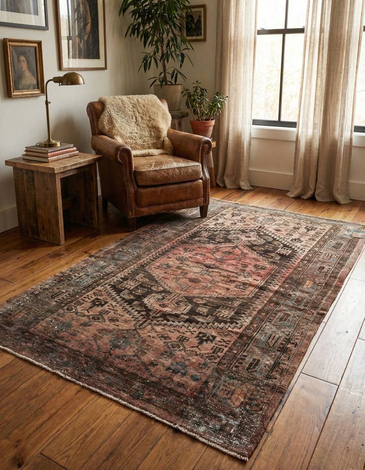 Detail image of 4' 1 x 6' 10 Hand Knotted Ultra Vintage Persian Wool Rug